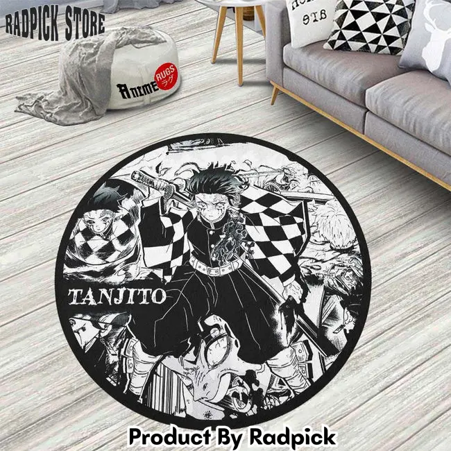 Tanjirou kamado manga round rug custom demon slayer anime circle carpet  rp0001306